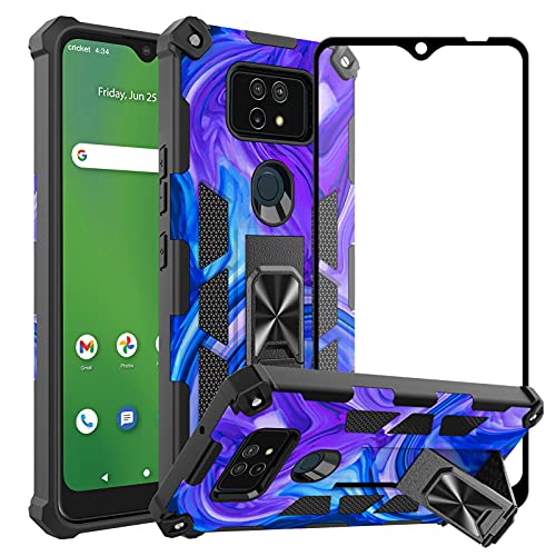 Ailiber Case Compatible with Maestro Max Case, Cricket Ovation 2 Phone Case with Screen Protector, for Magnetic Car Mount, Kickstand Holder, Rugged Shockproof Protective Cell Phone Cover-Purple Blue