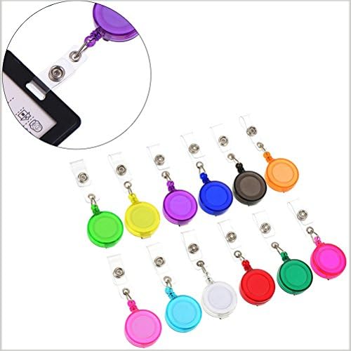 Simin 12 Pack Retractable Id Badge Holder, Retractable Badge Reels for Each Card(Colorful)