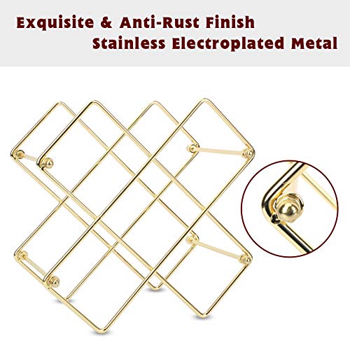 Dreamideco Metal Wine Rack Countertop Wine Holder, 6 Bottle Wine Storage Racks Holder, Tabletop Wine Cellar Racks, Freestanding Syrup Holder Organizer Display Shelf (Gold, 2 Packs) #TOP1