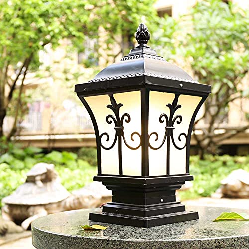 Image of Mengjay Pedestal Light Outdoor Antique Black Path Retro E27 cast Aluminum Waterproof Bollard Lights Outside Lawn Garden Terrace lamp Outdoors courtyards (Style: Big)