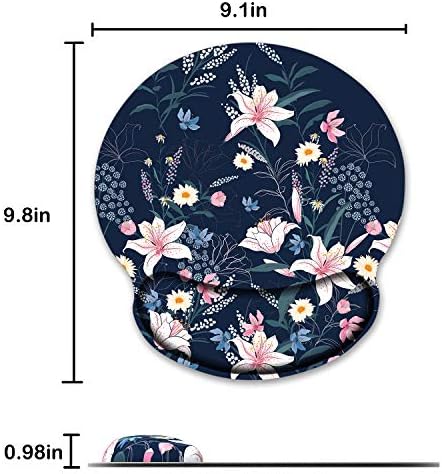 Audimi Floral Mouse Pad with Wrist Rest Support Botanical Flowers Mouse Mat Non-Slip Rubber Base for Laptop PC Office Working Gaming