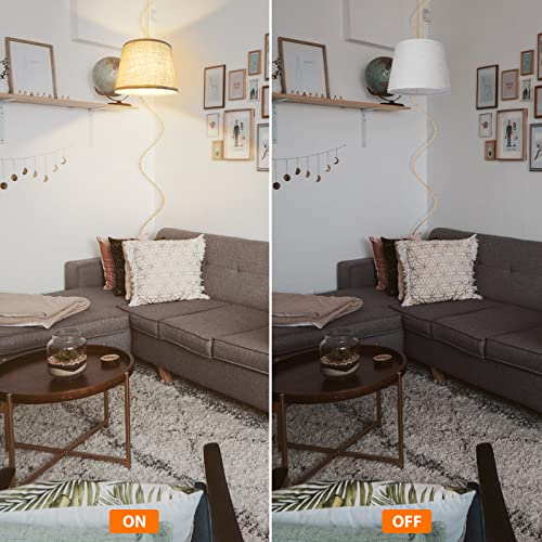Hanging Lights With Plug In Cord, 15Ft Pendant Lamp Lights Cord Linen Shade, Industrial Diy Twisted Hemp Rope Chandelier Light Fixtures For Farmhouse Bedroom Home Lighting Decors #TOP3