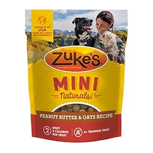 Zuke’s Mini Naturals Soft Chewy Dog Treats For Training Pouch, Natural Treat Bites With Peanut Butter And Oats – 16 oz. Bag