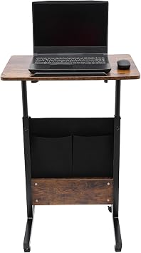 Standing Rolling Desk, Adjustable Height Standing Desk with Wheels & Storage Bag, Portable Mobile Laptop Standing Table, 180 Adjustable Tilt Angle Folding Rolling Desks for Office