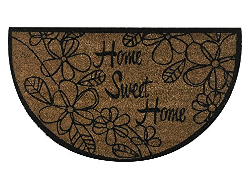 Half Moon Home Sweet Home Doormat by Castle Mats, Size 17 x 29 inches, Non-Slip, Durable, Made Using Odor-Free Natural Fibers