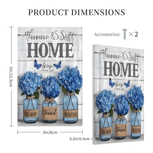 Decorative Light Switch Cover Plate Blue Flower Bottles Wood Plank 1 Gang No Device Single Blank Outlet Covers Wall Plate Cover Switchplate Electrical Faceplate