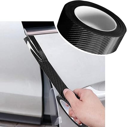 Grab Kart Carbon Fiber Tape for Car | Black High Gloss Anti-Scratch Tape for Car Door Protection & Accessories | Car Protective Film Tape Bumper Protector (2.5CM X 5M)