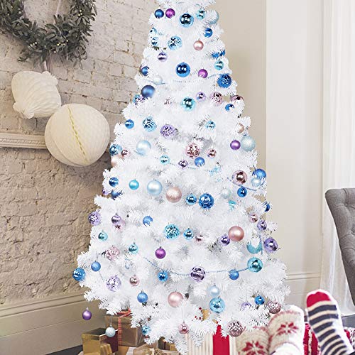 Lulu Home Christmas Ball Ornaments, 34 Ct Pre-Strung Xmas Tree Decorations, Holiday Hanging Balls Sky Blue 2.36" For Easter #TOP4