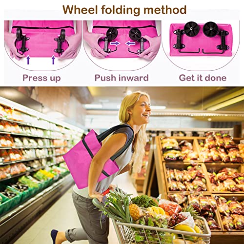 YAXIDAEVER Faltbare Trolley-Taschen,Einkaufstrolley Einkaufstasche mit Rollen,2 In 1 Faltbare Einkaufswagen für Zuhause… – Bild 6