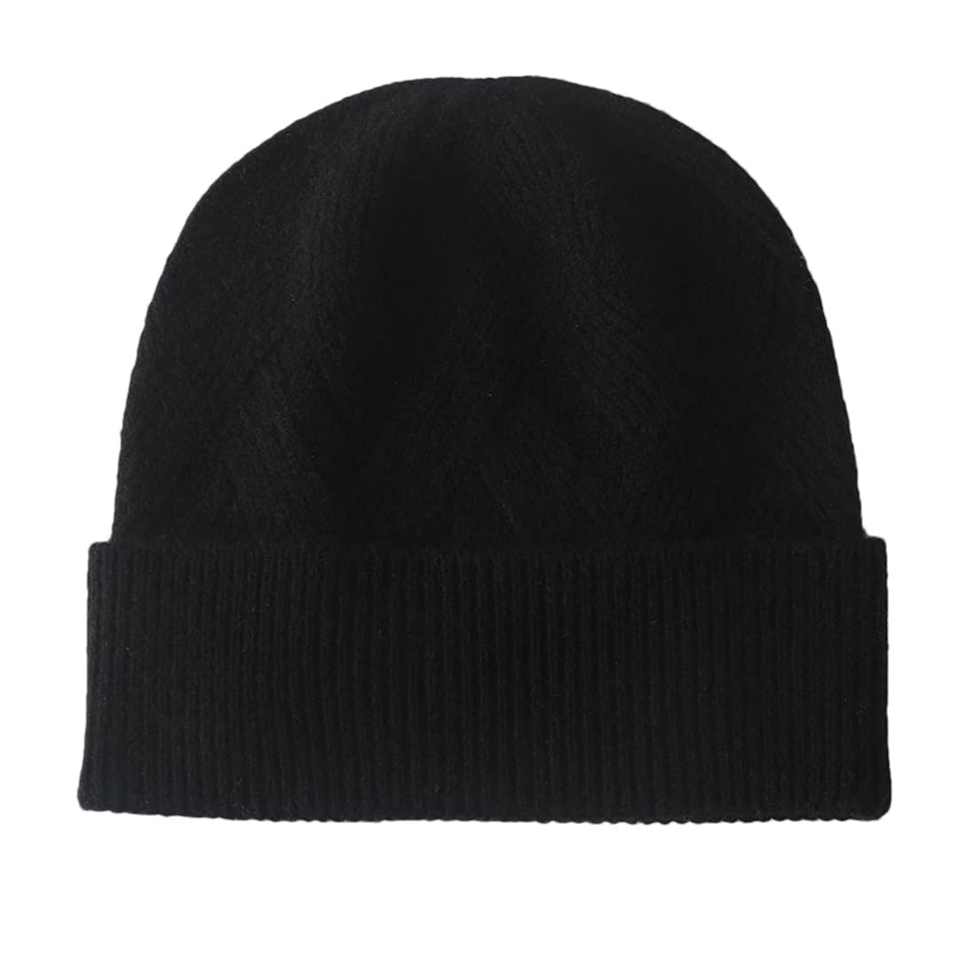 Gorro De Punto De Cachemira 100%, Gorro De Invierno De Color Sólido, Suave Y Cálido, Gorro Protector Para Orejas