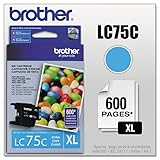 Brother Printer LC75C High Yield XL Series Cartridge Ink - Retail Packaging Cyan