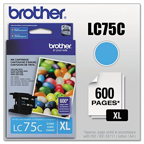 Cartouche d'encre bleu Brother LC-75C haute capacité pour imprimante jet d'encre