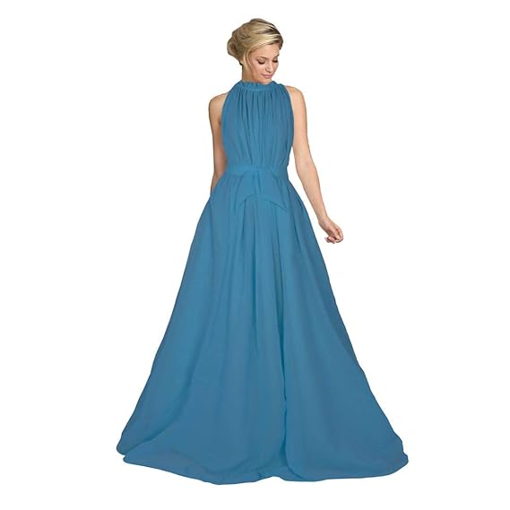 plain blue gown