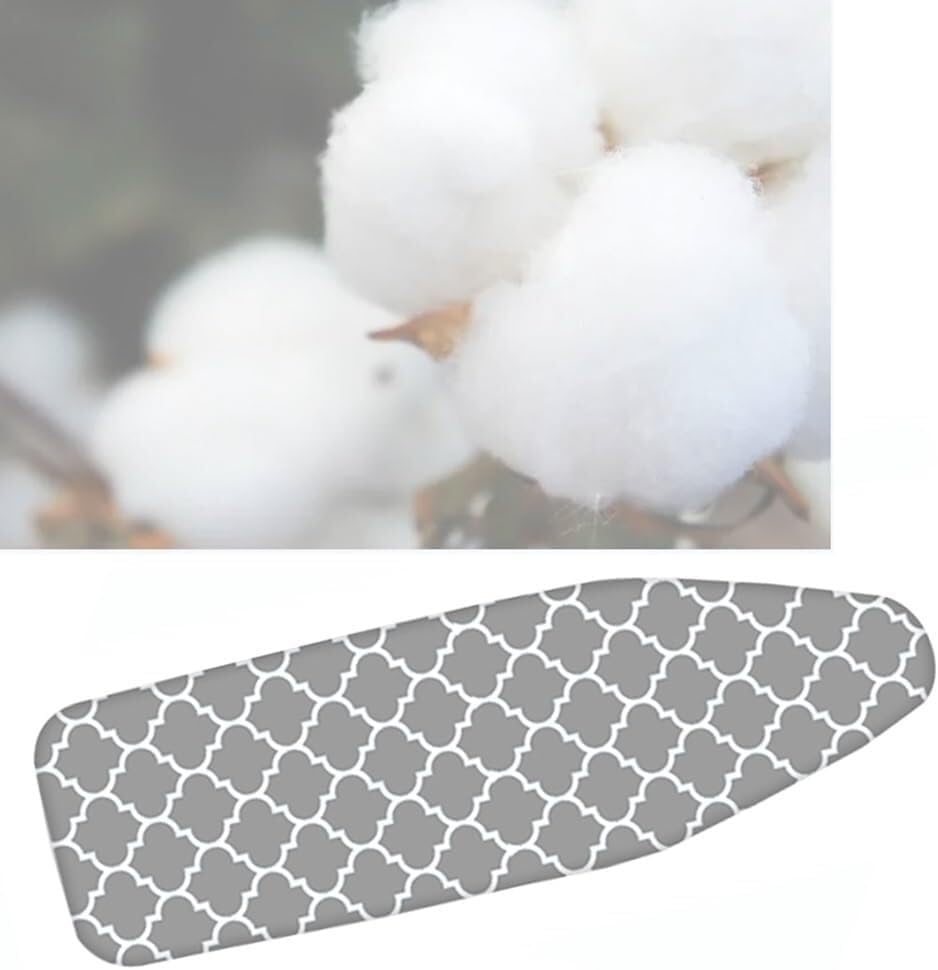 Ironing Board Cover with Thick Padding, Scorch & Fade Resistant, Cotton Replacement Iron Cover, Lattice Design, Breathable, Easy to Install (122x38cm)
