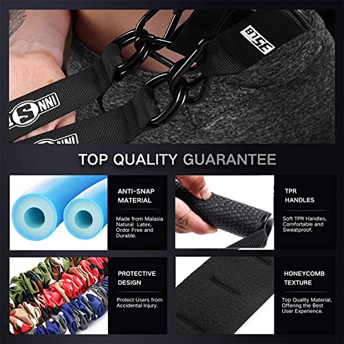 Innstar Resistance Bands Set，Exercise Bands With Protective Sleeves, Door Anchor, Handles, Ankle Straps & Carry Bag For Resistance Training, Muscle Builder, Home Workouts, Yoga (78Lb Queen’s Set) #TOP4