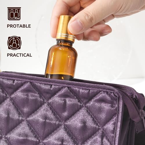 30ml Glass Roller Bottles 4-Pack, Refillable Roll-On Bottles for Essential Oils, Perfume, and DIY Blends with Stainless Steel Rollers-Amber, Golden Cap4