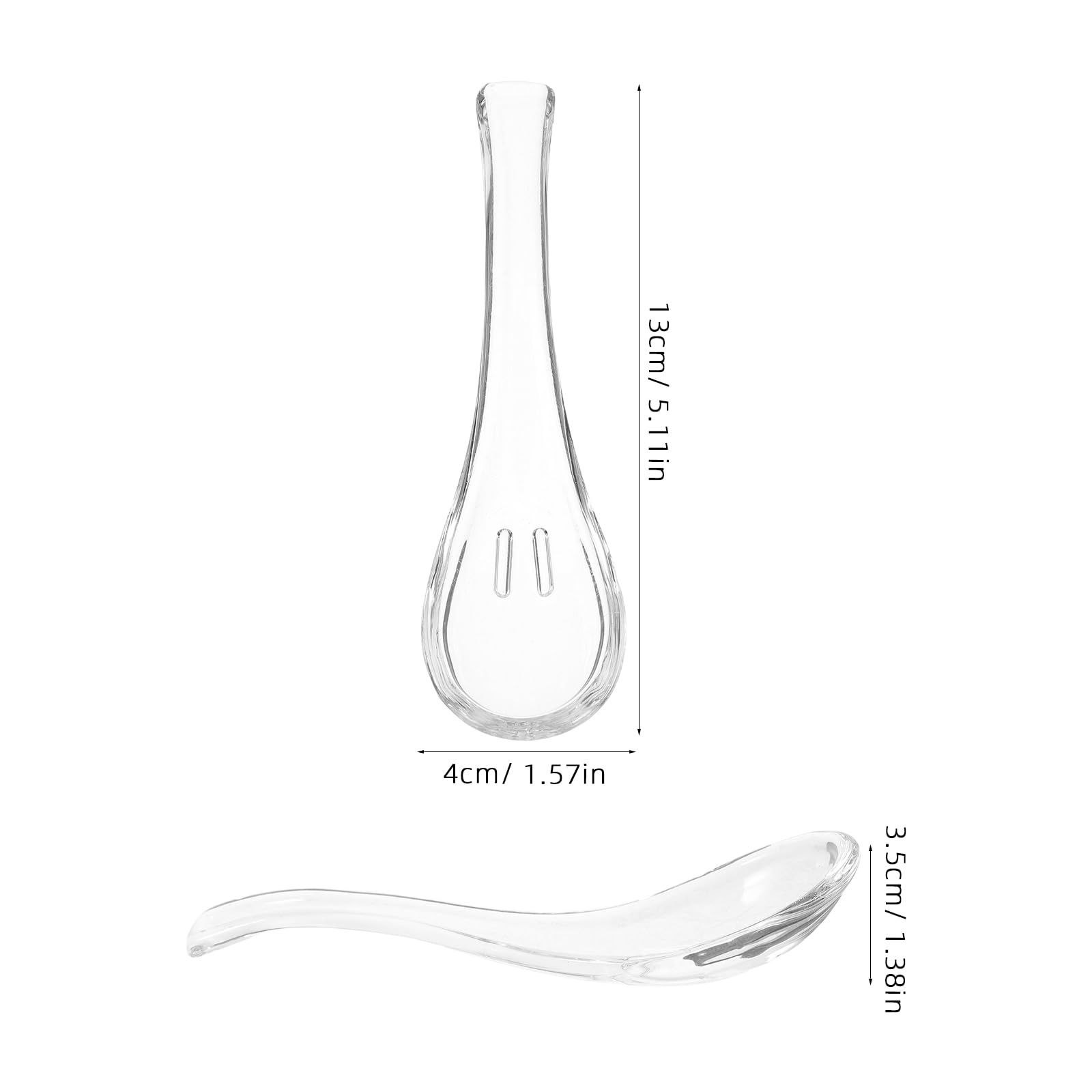 VOSAREA 2pcs Clear Glass Spoons Asian Soup Spoons Glass Foods Spoons Chinese Soup Spoons Asian Rice Spoon Japanese Wonton Soba Ramen Noodle Spoon