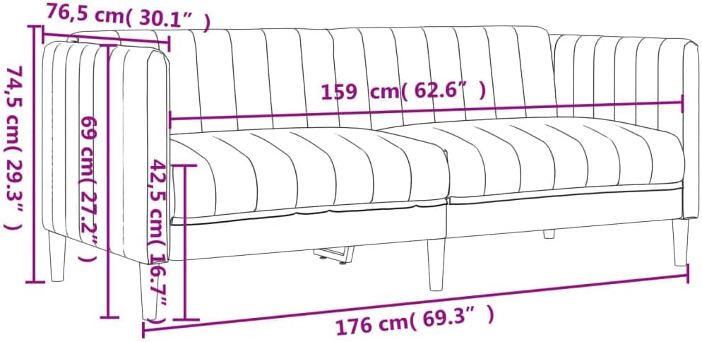 Sofa Dark Grey Polyester Fabric Living Room Furniture