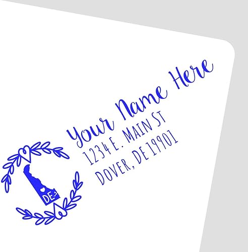 Miniatura 109 de State Love - Sello de dirección autoentintado para Texas, caja rosa, púrpura o negra, impresiones limpias y nítidas, diseño rectangular, tamaño 7/8