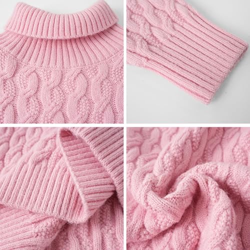 Girls Boys Ribbed Knitted Sweaters Autumn Winter Comfy Warm Pullover Kids Solid Color Long Sleeve Turtleneck Tops3