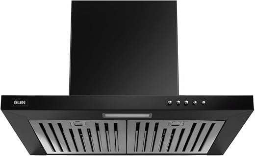 Glen 60 cm 1100 mยณ/hr T-Shape Kitchen Chimney || Baffle Filter||easy clean ||(Hood Kona, Push Buttons Control,Black)