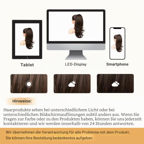 Flufymooz Ponytail Extension, 50 cm Pferdeschwanz Haarverlängerung mit Kordelzug für Frauen weiches, natürlich aussehendes synthetisches Pferdeschwanz Haarteil-Dunkelschokoladenbraun