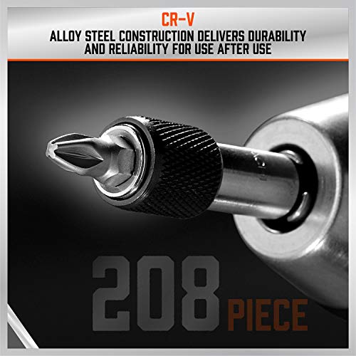 HORUSDY 208-Piece Screwdriver Bit Set, Made Chrome Vanadium Steel Security Bit