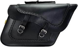 Dowco Willie & Max 58709-20 Braided Series: Synthetic Leather Large Slant Motorcycle Saddlebag Set, Black, Universal Fit, 19 Liter Each/38 Liter Total Capacity
