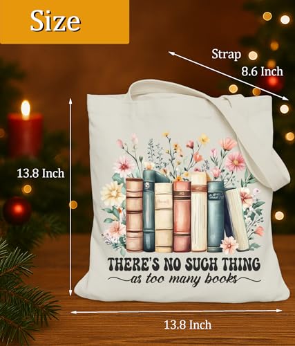 Image of Book Lovers Gifts Tote Bag for Bookish Readers, Aesthetic Book Tote Bag for Librarian, Medium Size with Inner Pocket