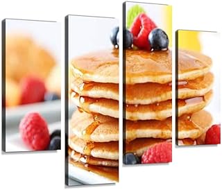 Breakfast Canvas Wall Art Painting Pictures Modern Artwork Framed Posters for Living Room Ready to Hang Home Decor 4PANEL