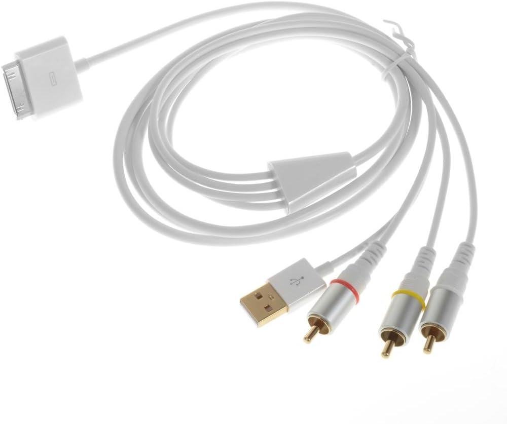AV Composite Video to TV-RCA Cable USB Compatible for Apple iPad 1 iPad 2 3 iPhone4 4S iPod Touch