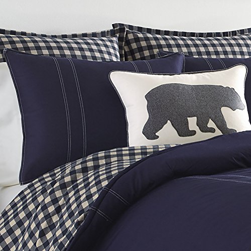 Eddie Bauer - Queen Comforter Set, Reversible Cotton Bedding With Matching Shams, Pre-Washed For Added Softness (Kingston Navy, Queen) #TOP22