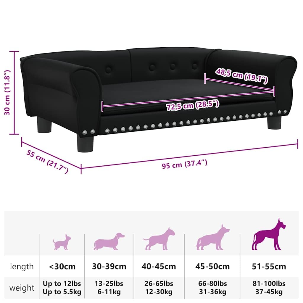vidaXL Hundebett, Hundekissen mit weicher Polsterung, Hundesofa Hundecouch für kleine Hunde Haustiere, Haustierbett Katzenbett, Schwarz Kunstleder
