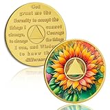 Watercolor Sunflower Sobriety Coin - Hope & Growth AA Coin and Medallion, Alcohol Free Recovery Chip with Token Capsule, Alcoholics Anonymous Sobriety Gift for Men & Women