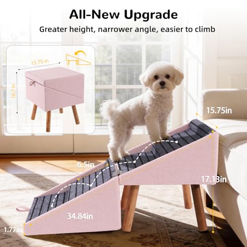 Image of Dog ramp for Small Dogs, 2-in-1 Pet Steps & Ottoman
