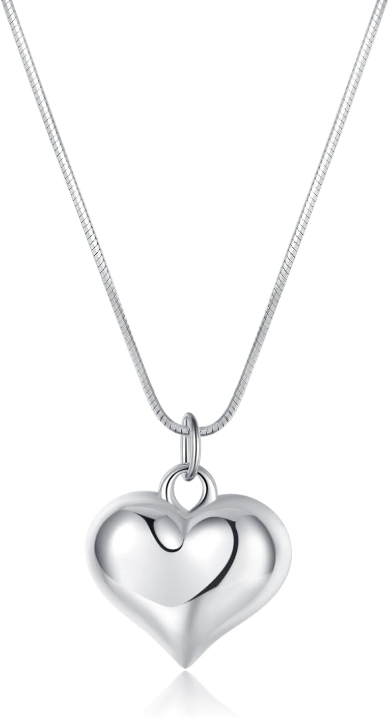 SLUYNZ 925 Sterling Silver Love Heart Choker Necklace for Women Teens Chunky Love Heart Necklace Pendant Mother's Day Necklace