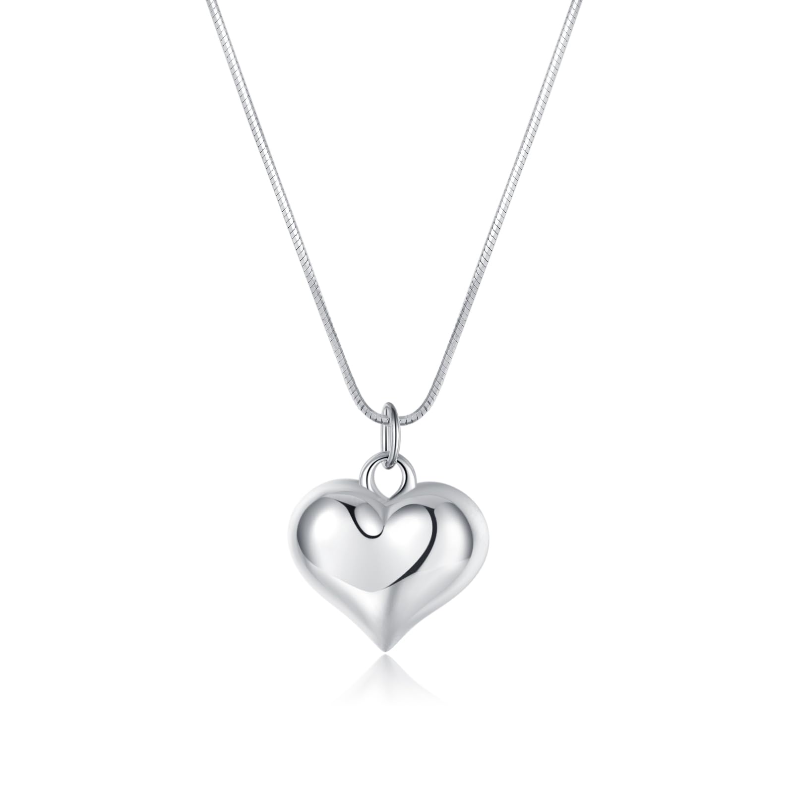 SLUYNZ 925 Sterling Silver Love Heart Choker Necklace for Women Teens Chunky Love Heart Necklace Pendant Mother's Day Necklace