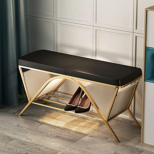Banc de rangement créatif pour chaussures d'entrée avec assise confortable en similicuir