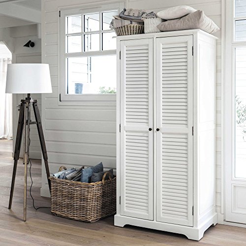 Image of APRODZ Mango Wood Double Doors Multipurpose Storage Montreal Wardrobe Almirah for Living Room | White