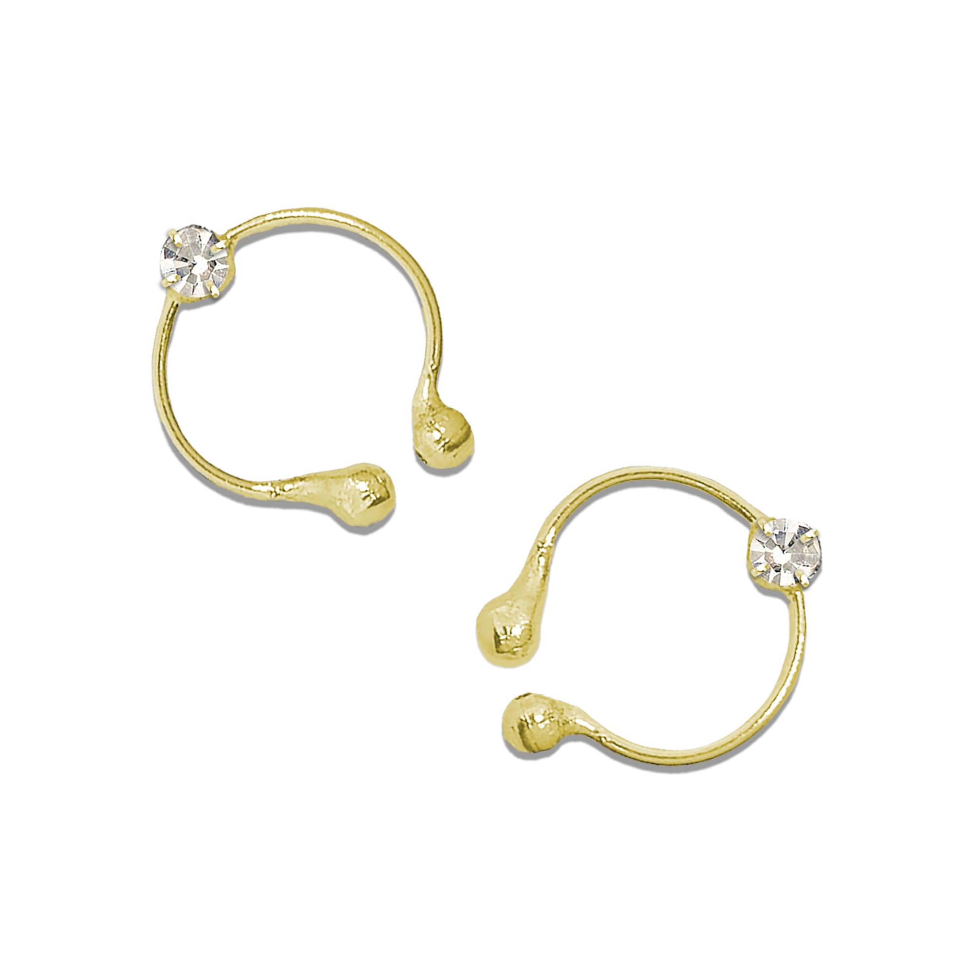 Non-Piercing Nose Ring – Gold Finish with White Crystal Stone – Clip-On Nose Hoop – Reusable & Comfortable Fake Nose Ring for Women & Girls (NNS102)-image-39