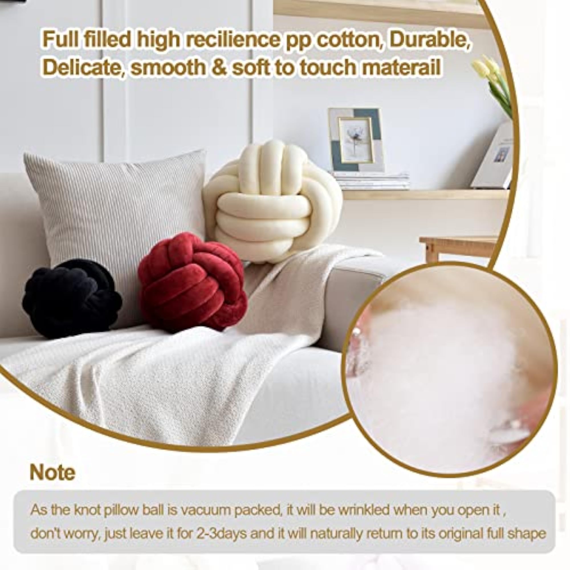 Soft Round Knotted Throw Pillow for Home Decor