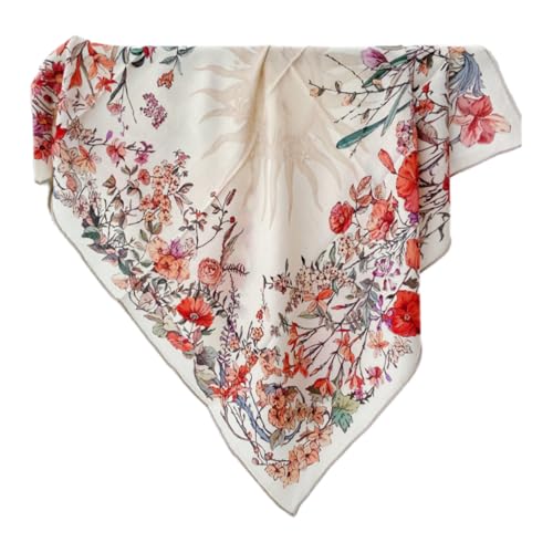 Women's Square Wool Blend Silk Scarf, 33 inches, Double Sides Printed,Luxury Scarf with Gift Box (SD8501)