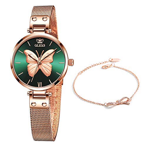 OLEVS Reloj de Mujer Acero Inoxidable Impermeable Analogico Cuarzo Reloj Regalo Cumpleaños Mujer