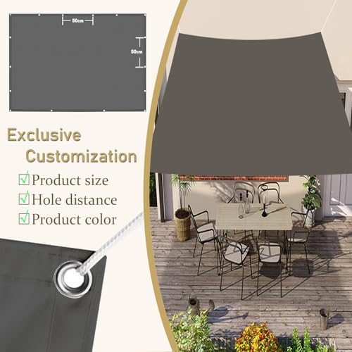 Voile d'ombrage rectangulaire anti-UV gris foncé pour réduire la chaleur sur la terrasse - 6