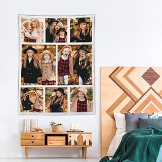 GSHUJBV Custom Tapestry Upload Images Personalized Customized Backdrop Custom Wall Hanging Tapestry for Home (8 Photos - Vertical)