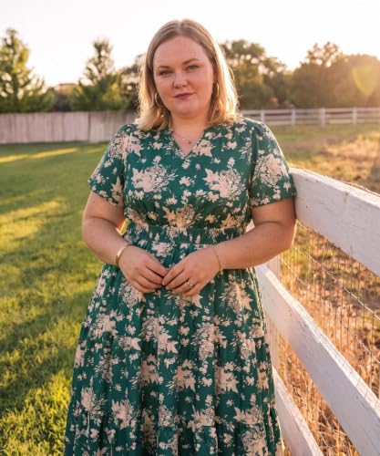 Image of TIYOMI Women Plus Size Dress Boho V Neck Short Sleeve Beach Maxi Dresses Floral /Stripe /Leaves /Lemon XL-5XL