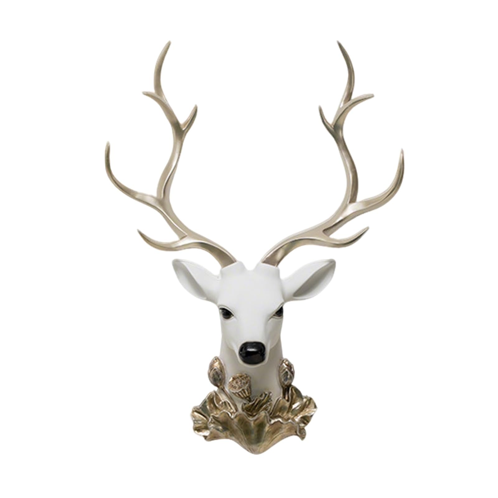 CMYCYDDPLY Testa di Cervo Decorazione da Parete, Resina Decorazione da Parete con Teste di Animali per Camera da Letto, Ingresso, Soggiorno o Bar(White)