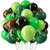 QIFU Globos Negros y Verdes Oscuros, 12 Pulgadas De Cumpleaños