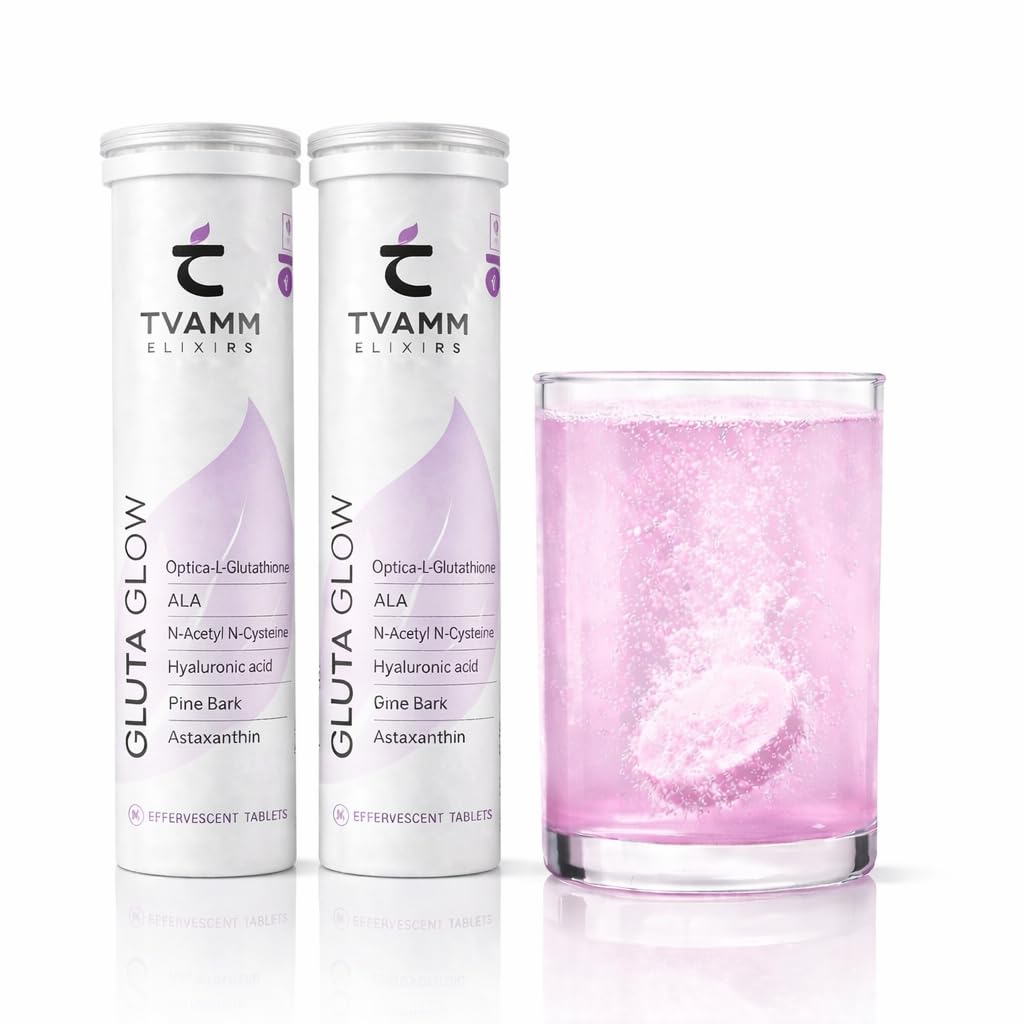 Tvamm Elixirs Gluta Glow Effervescent Tablets Combo Pack, 500mg Japanese  L-Glutathione with OptiAC®, Hyaluronic Acid, Grape Seed, Astaxanthin, Pine  