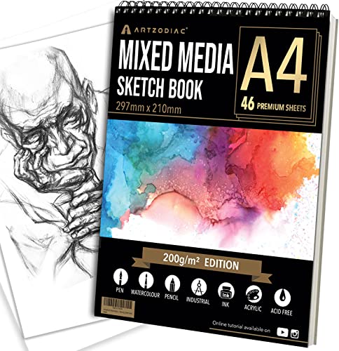 ARTZODIAC 200GSM A4 Sketch Book, A4 Sketch Pad, Drawing Pad for Kids Art Book, Sketchbook, Drawing Paper, Drawing Book